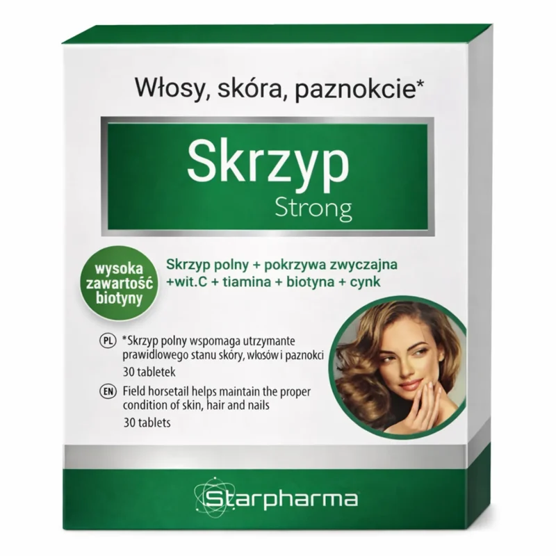 SkrzypStrong 30 Tabletten Nahrungsergänzung für Haare Haut und Nägel mit Biotin Zink und Schachtelhalm
