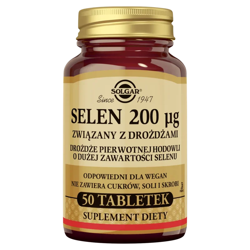 Solgar Selen 200 µg Tabletten – Nahrungsergänzung mit selenangereicherter Hefe, 50 Tabletten für Immunsystem und Zellschutz