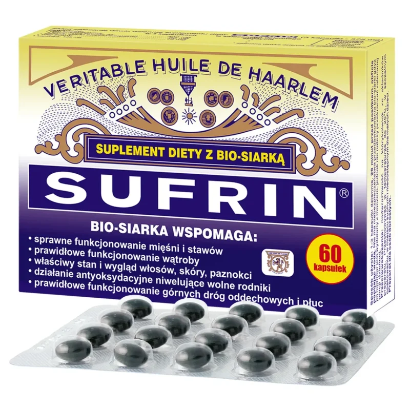 Sufrin 60 Kapseln Nahrungsergänzung mit Schwefel Pinienöl und Leinöl für tägliche Unterstützung