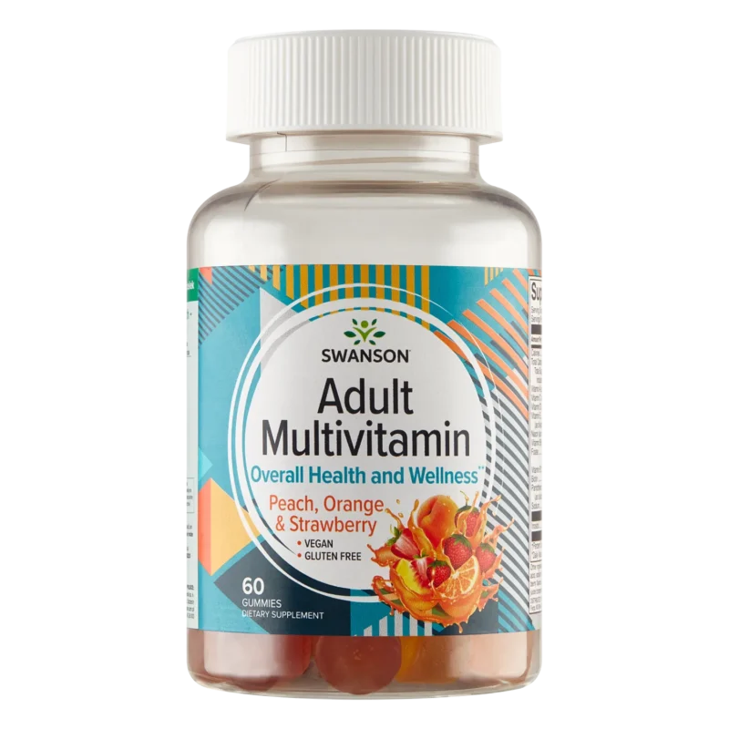 Swanson Adult Multivitamin Gummies 60 Stück vegan Pfirsich Orange Erdbeere Geschmack