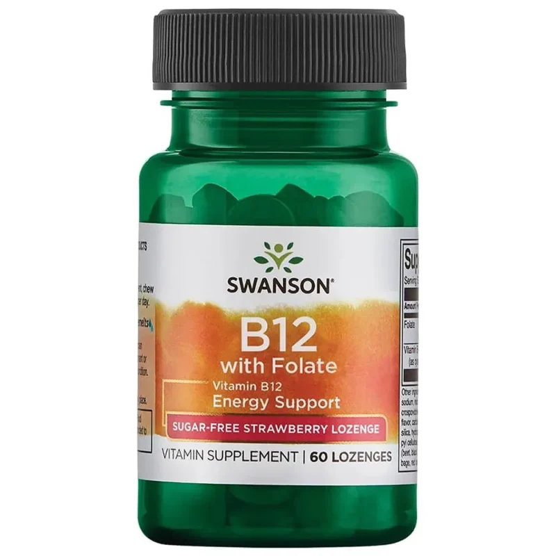 Swanson Vitamin B12 mit Folsäure 60 sublinguale Tabletten Erdbeergeschmack