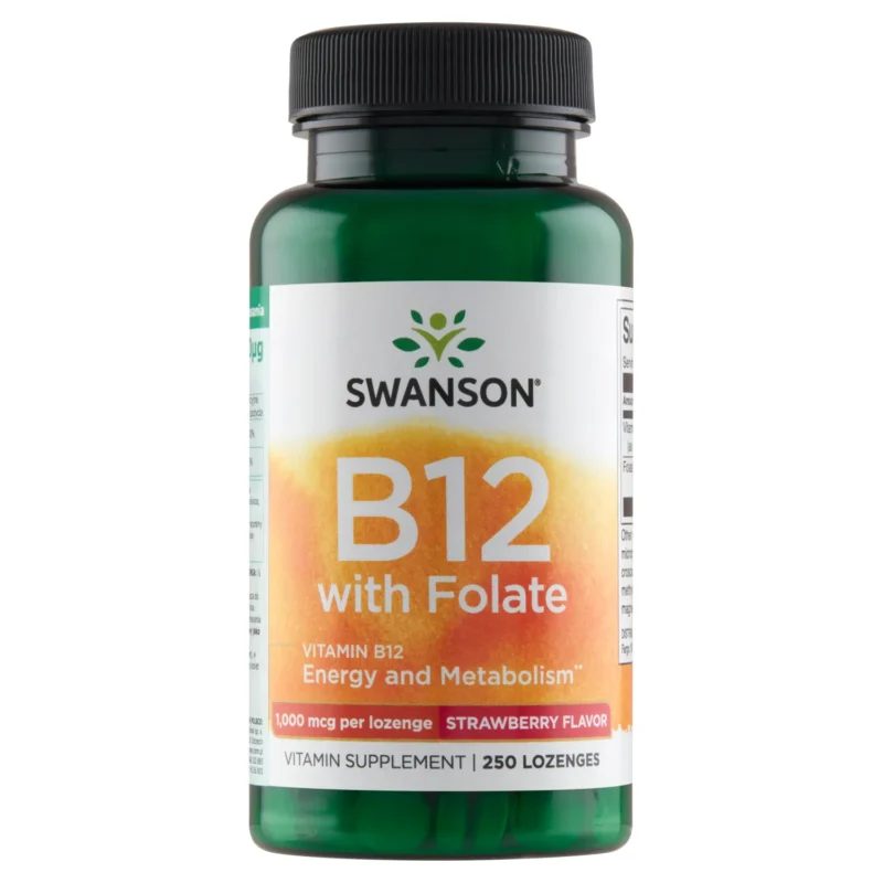 Swanson Vitamin B12 mit Folsäure 250 Lutschtabletten Erdbeergeschmack
