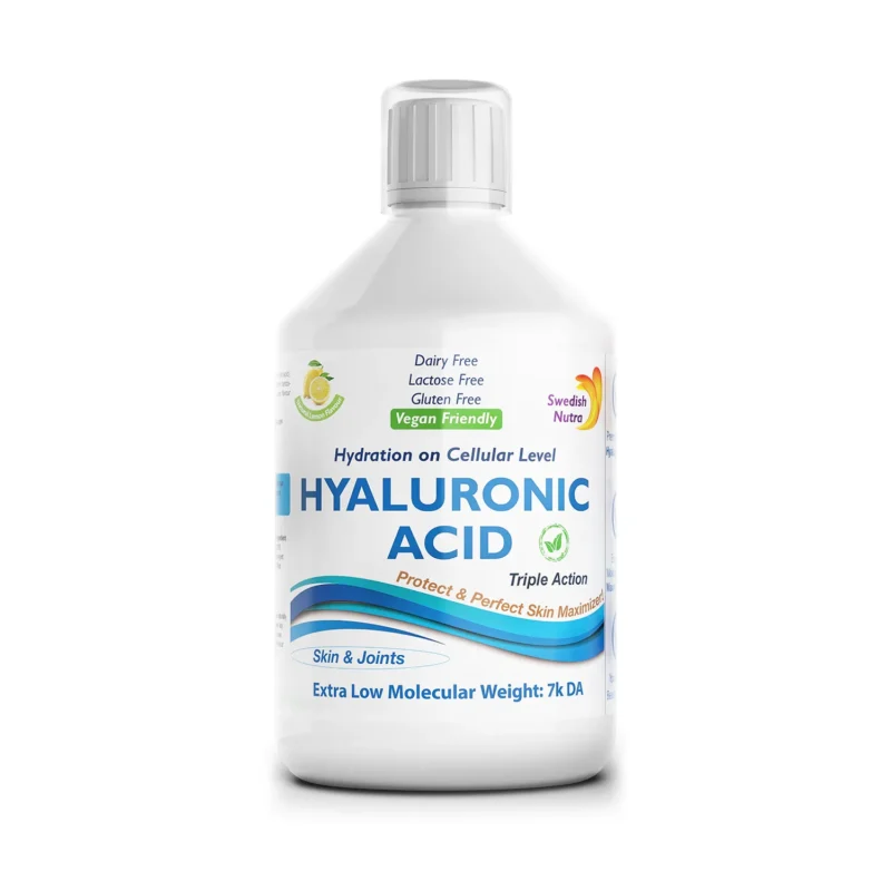 Swedish Nutra Hyaluronic Acid 500 ml flüssige Hyaluronsäure mit Vitamin C und Silizium für Haut und Gelenke