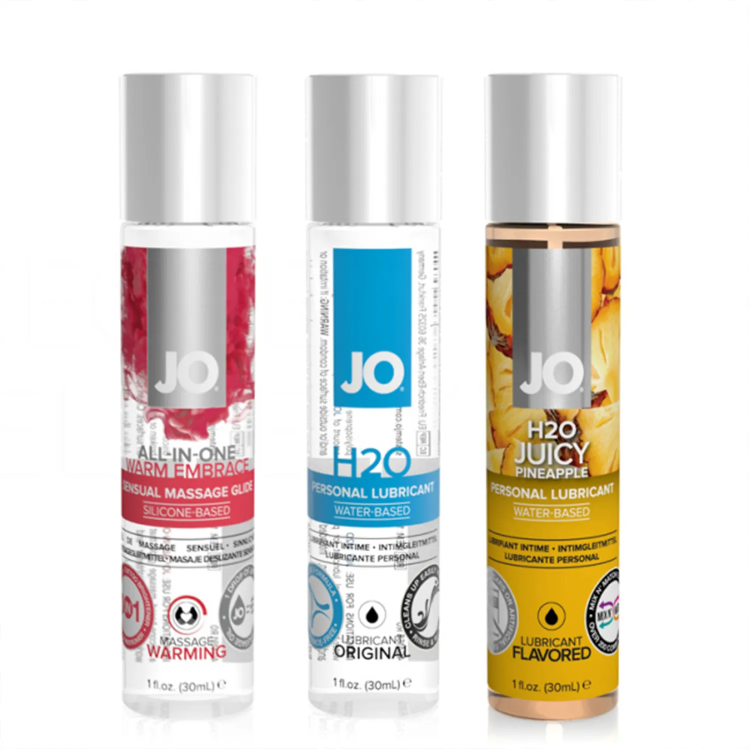 System JO Tri-Me Classic Intim-Set mit Massagegel und Gleitgelen 3 × 30 ml