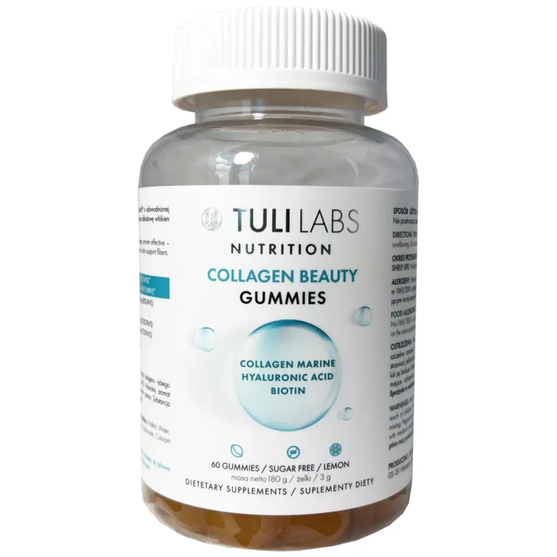 Tuli Labs Collagen Beauty Gummies Zitronengeschmack 60 Stück mit Biotin und Hyaluronsäure