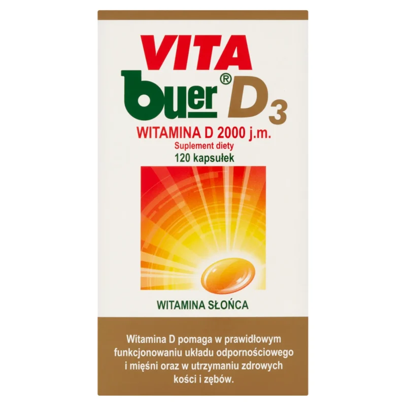 Vita Buer Vitamin D3 2000 IE Kapseln zur Unterstützung von Immunsystem und Knochen