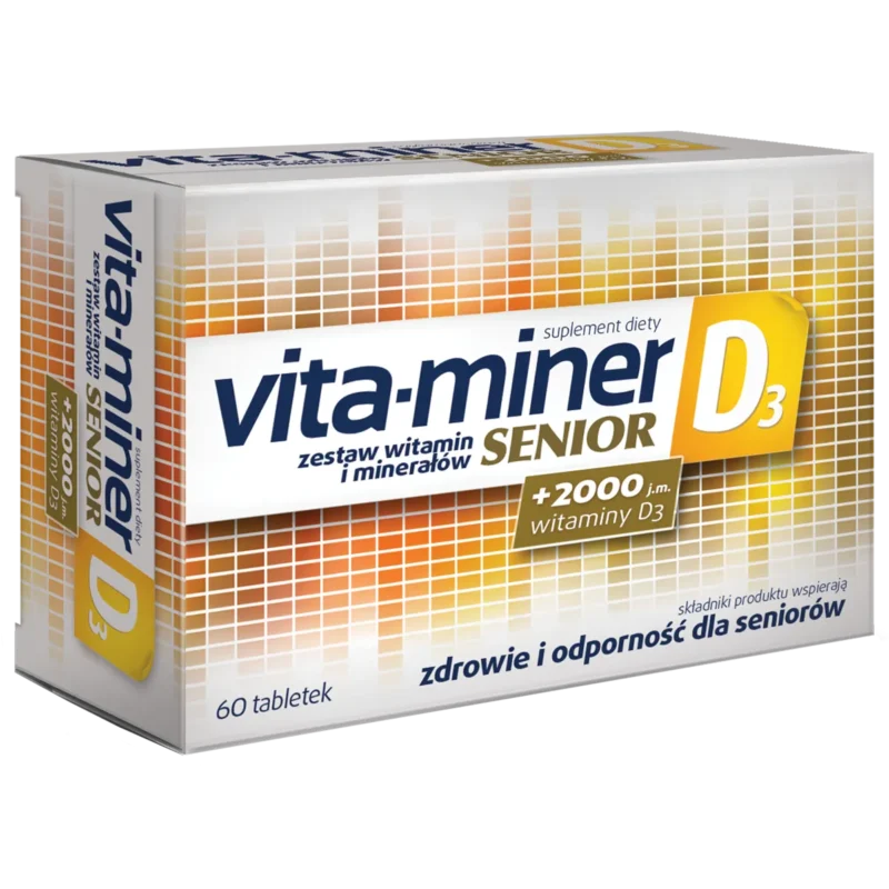 Vita-miner Senior D3 60 Tabletten – Multivitamin für Senioren mit Vitamin D3, Vitaminen und Mineralstoffen