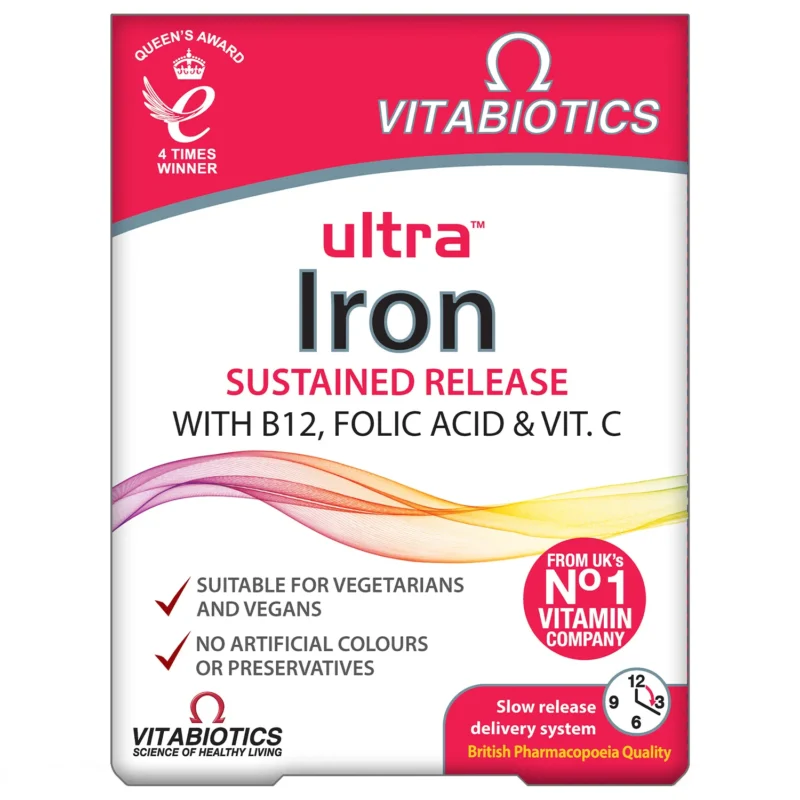 Vitabiotics Ultra Iron 30 Tabletten Eisen mit Vitamin C B12 und Folsäure