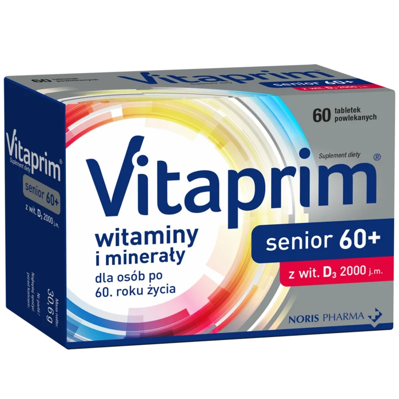 Vitaprim Senior Multivitamin 60 Tabletten – Nahrungsergänzung für Menschen über 60 mit Vitamin D, Weißdorn und Lutein