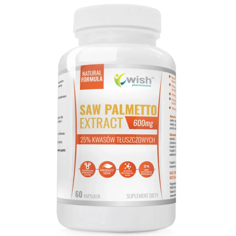 Wish Saw Palmetto Extract 600 mg 60 Kapseln Sägepalmenextrakt zur Unterstützung der Prostata und Männergesundheit