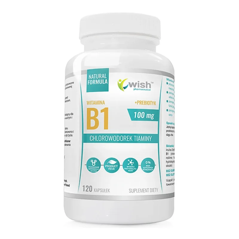 Wish Vitamin B1 100 mg mit Präbiotikum 120 vegane Kapseln