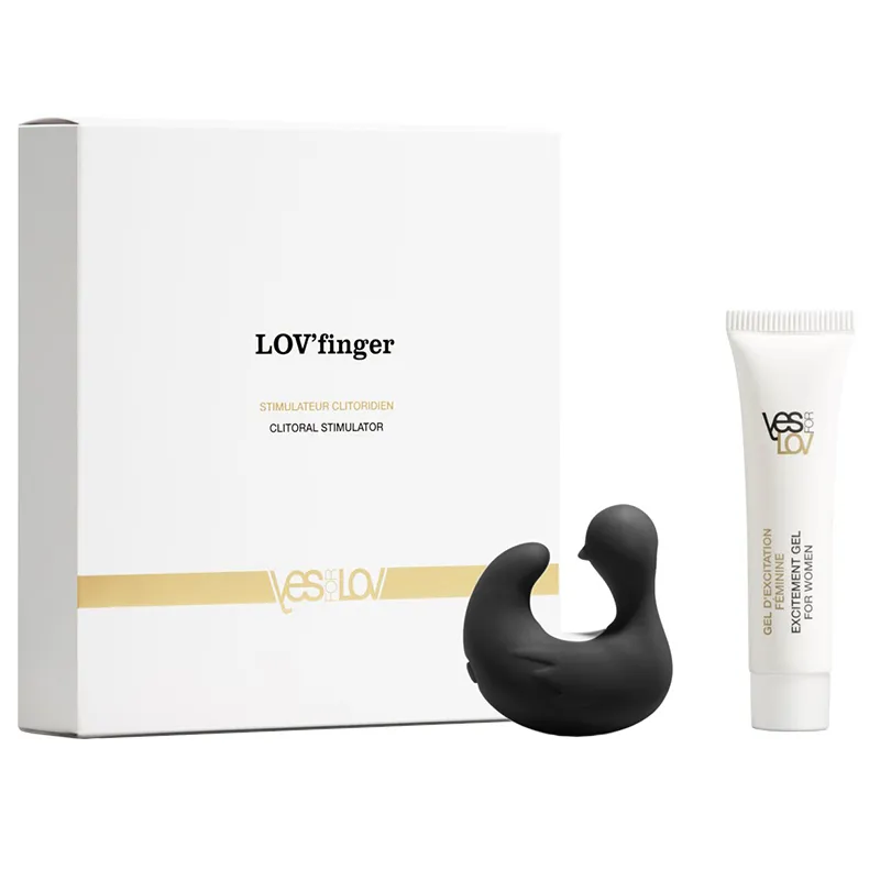 YESforLOV Lov Finger Klitoris-Finger-Vibrator schwarz aus Silikon mit 11 Vibrationsmodi