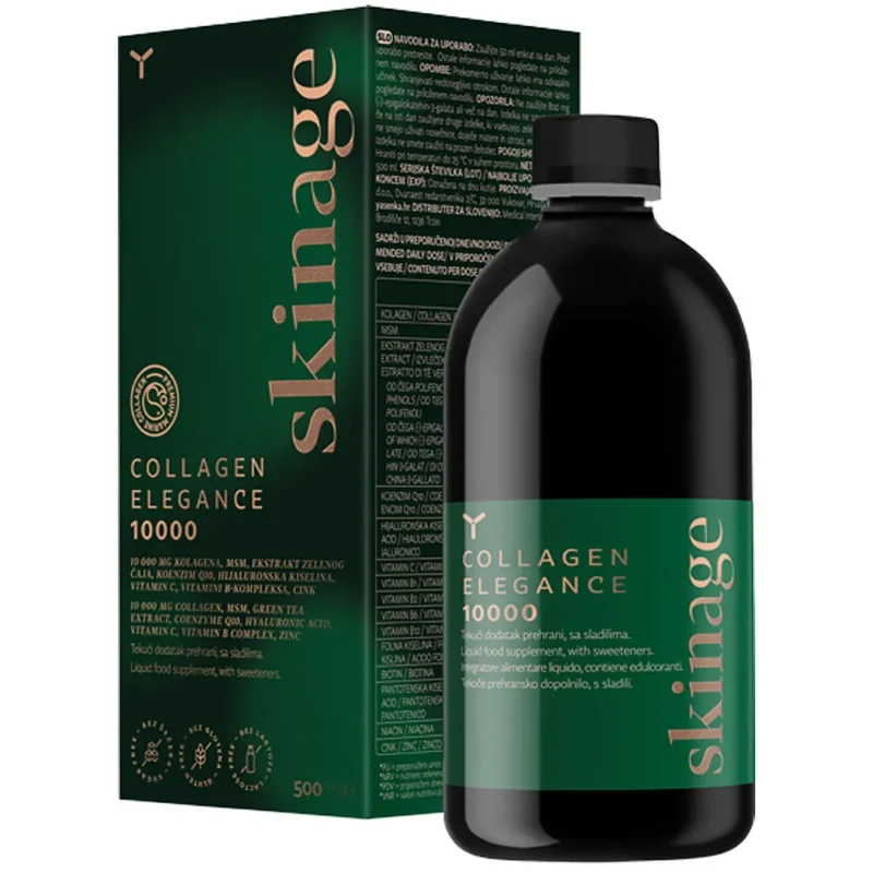 Yasenka Skinage Collagen Elegance 10000 Kirschgeschmack 500 ml Kollagen Drink mit MSM und Q10