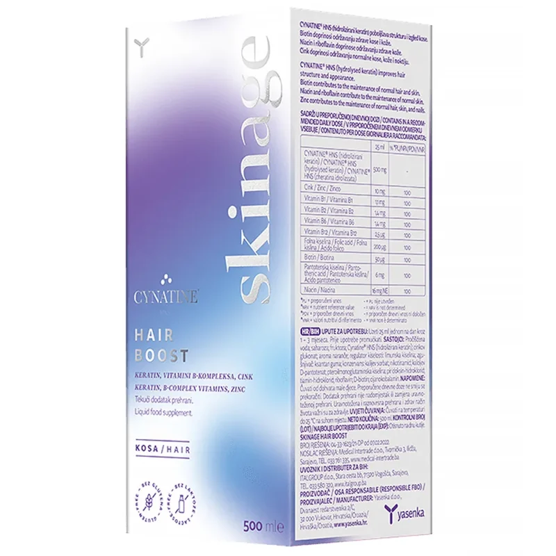 Yasenka Skinage Hair Boost 500 ml Keratin Drink mit Biotin und Zink für Haare Haut und Nägel