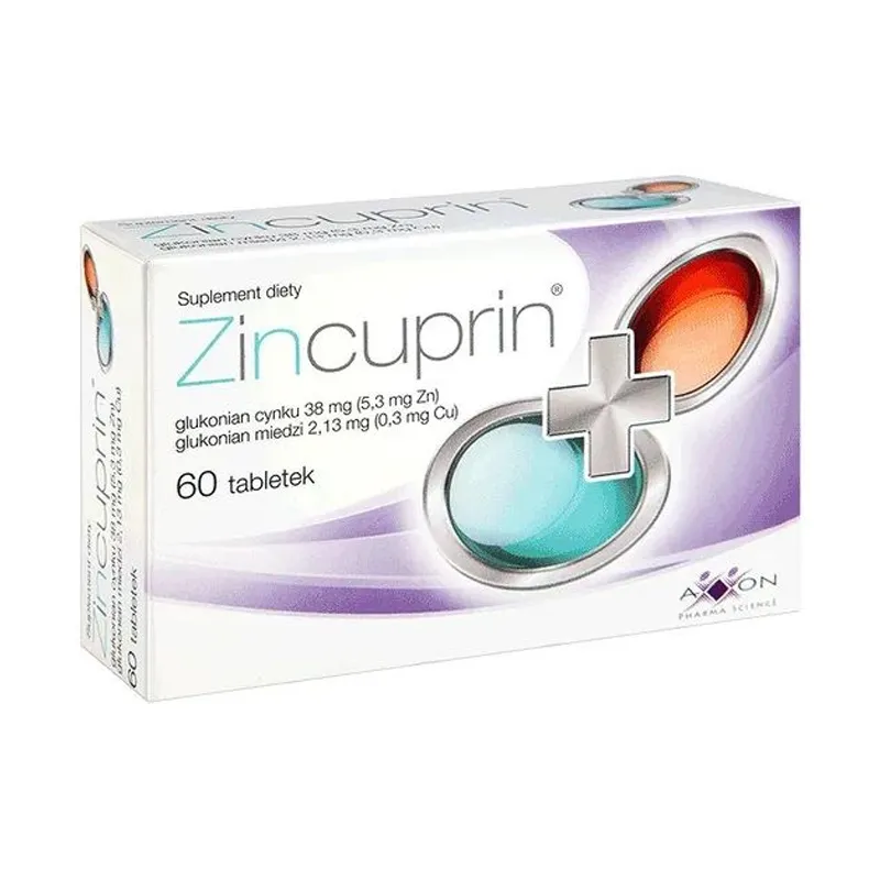 Zincuprin 60 Tabletten Nahrungsergänzung mit Zink und Kupfer für Immunsystem Haare Haut und Nägel