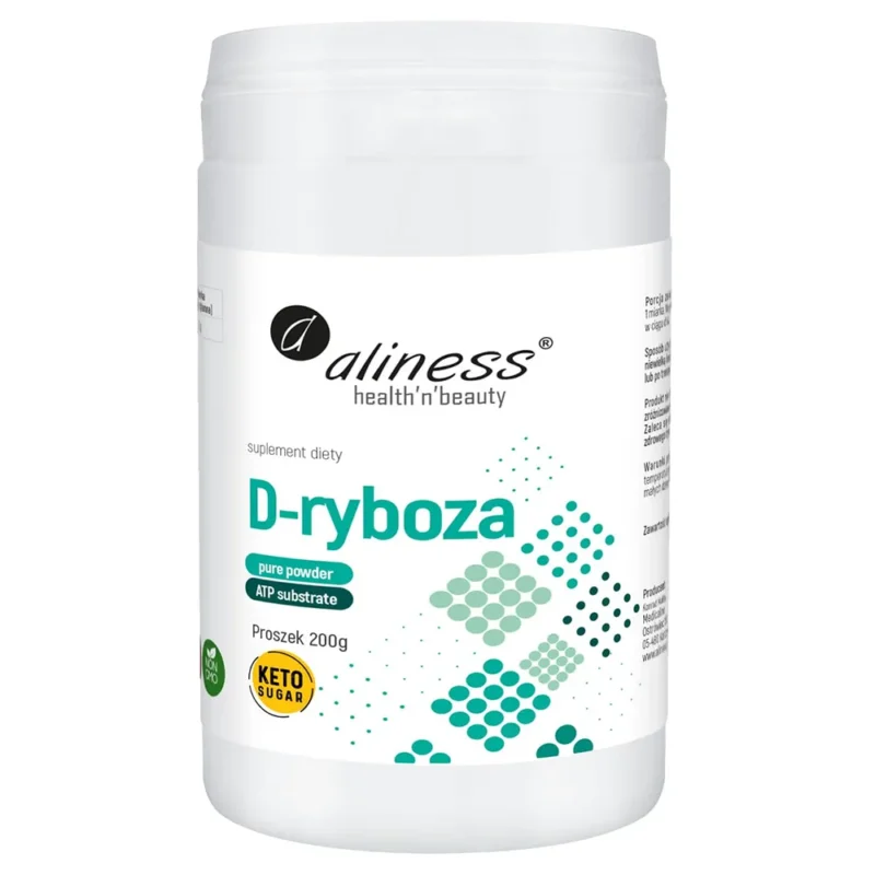 Aliness D-Ribose Pulver 200 g veganes Nahrungsergänzungsmittel für Energie und Regeneration nach dem Training