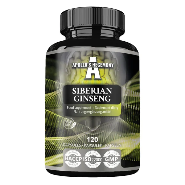 Apollo's Hegemony Sibirischer Ginseng Kapseln mit Eleutherococcus Extrakt für Energie und Stressresistenz