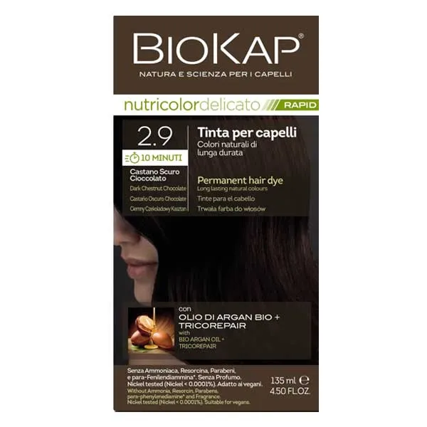 Biokap Nutricolor Delicato Rapid 2.9 Dunkel Schokoladenbraun schnelle Haarfarbe ohne Ammoniak