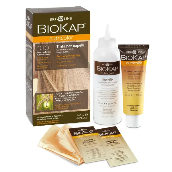 Biokap Nutricolor 10.0 Goldblond sehr hell natürliche Haarfarbe mit Pflanzenextrakten 140 ml