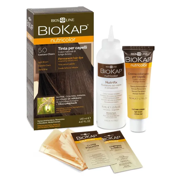 Biokap Nutricolor 5.0 Hellbraun natürliche Haarfarbe mit Pflanzenextrakten 140 ml