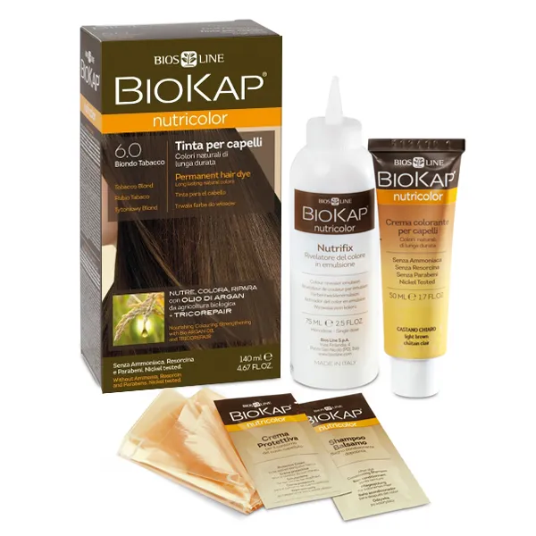 Biokap Nutricolor 6.0 Tabakblond natürliche Haarfarbe mit Pflanzenextrakten 140 ml
