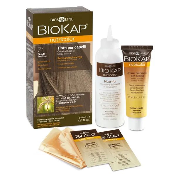 Biokap Nutricolor 7.1 Schwedischblond natürliche Haarfarbe mit Pflanzenextrakten 140 ml