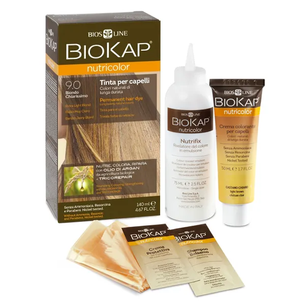 Biokap Nutricolor 9.0 Sehr hellblond natürliche Haarfarbe mit Pflanzenextrakten 140 ml