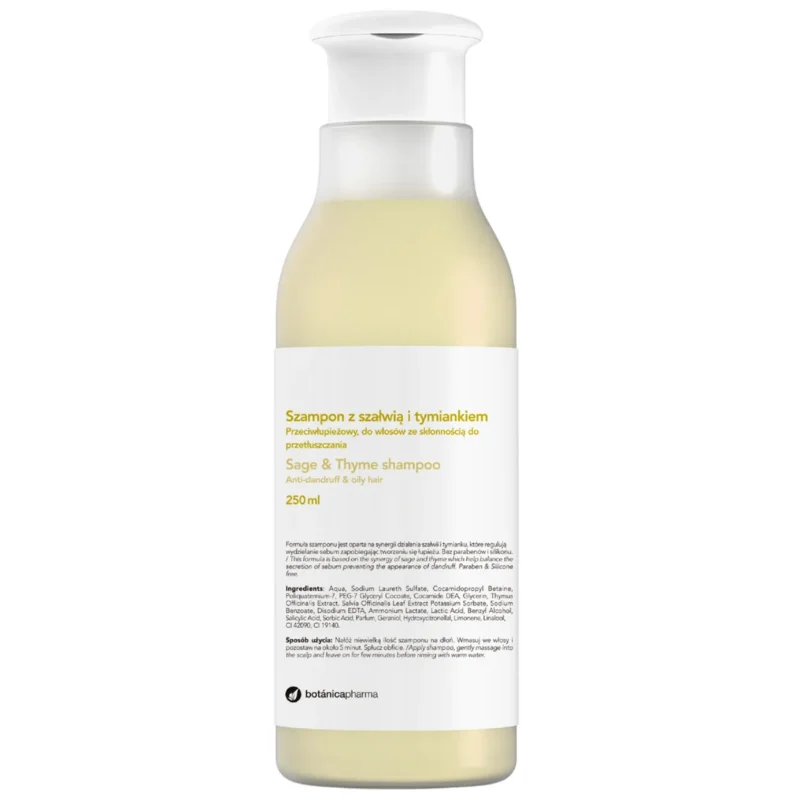 Botanicapharma Shampoo mit Salbei und Thymian gegen Schuppen für fettiges Haar 250 ml