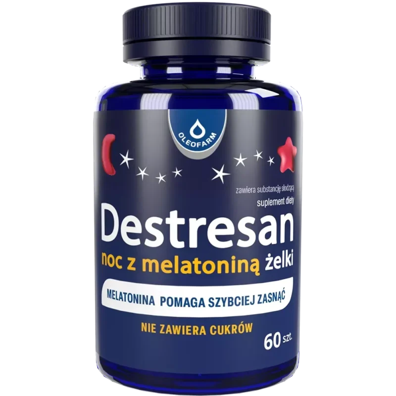 Destresan Nacht Melatonin Gummis Kirschgeschmack 60 Stück für besseren Schlaf und Entspannung