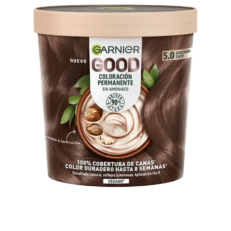 Garnier Good Permanent Hair Colour 5.0 Kaffeebraun für natürlichen Braunton und Grauabdeckung