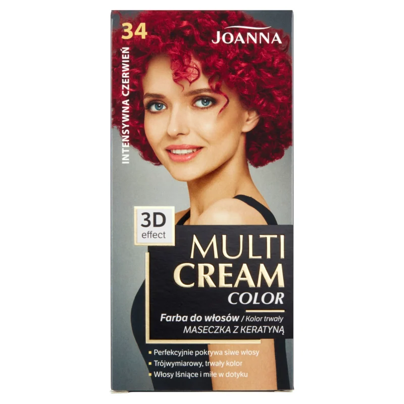 Joanna Multi Cream Color 34 Intensivrot Haarfarbe mit 3D Farbeffekt und Grauhaarabdeckung