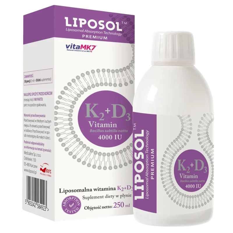 Liposol liposomales Vitamin K2 + D3 250 ml – flüssige Nahrungsergänzung mit hoher Bioverfügbarkeit