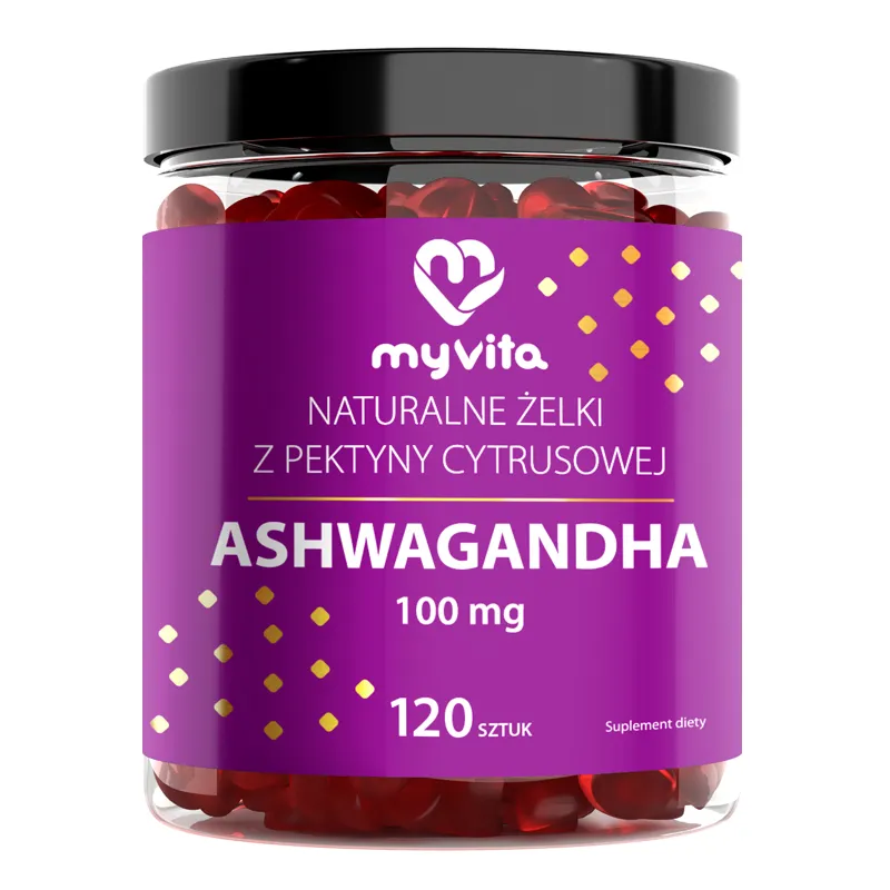 MyVita Ashwagandha Fruchtgummis 120 Stück veganes Nahrungsergänzungsmittel gegen Stress und für besseren SchlafNatürliche Ashwagandha Fruchtgummis von MyVita für Entspannung und