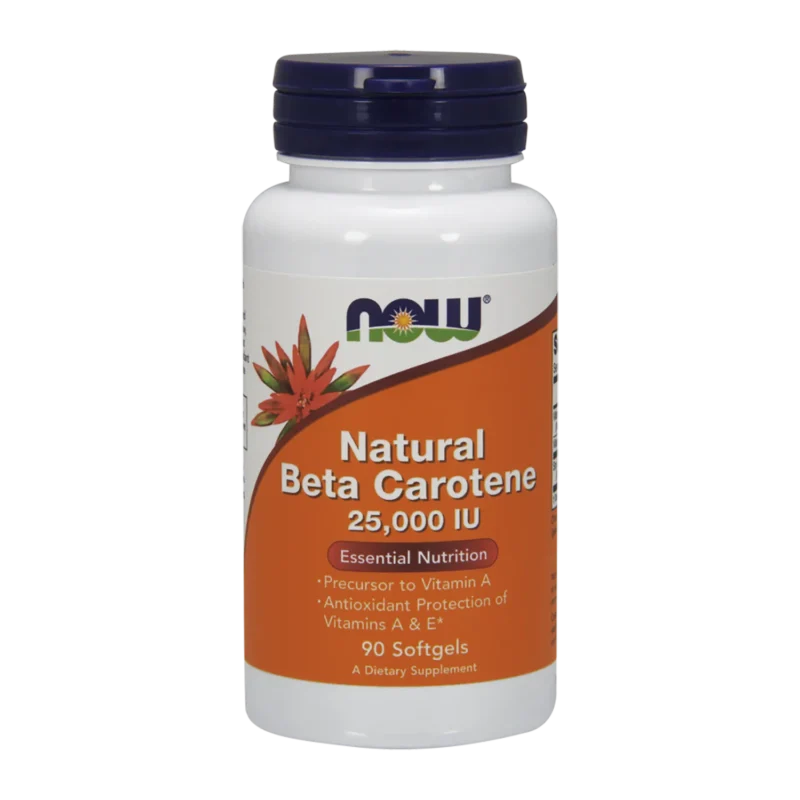 NOW Foods Natural Beta-Carotin 25.000 I.E. 90 Kapseln – hochdosiertes Vitamin A Nahrungsergänzung