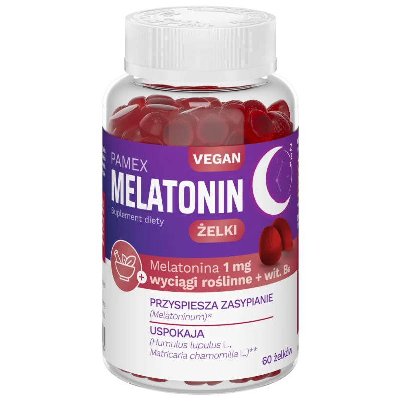 Pamex Melatonin Gummis 60 Stück für besseren Schlaf mit Kamille und Hopfen