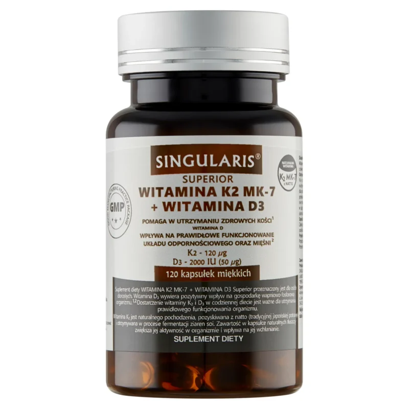 Singularis Superior Vitamin K2 MK7 + D3 120 Kapseln – hochdosierte Nahrungsergänzung für Knochen und Immunsystem