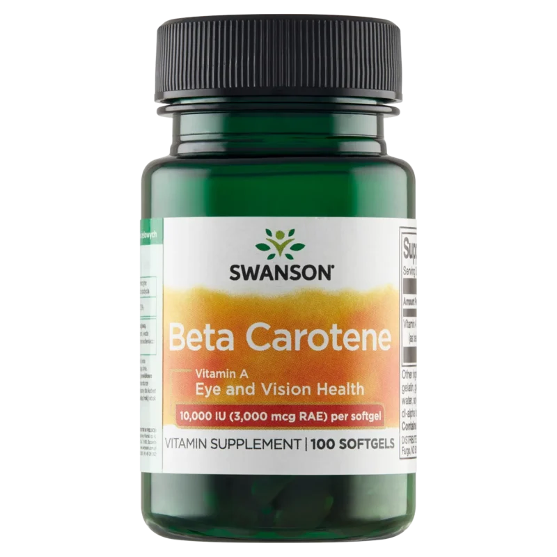 Swanson Beta-Carotin 10.000 I.E. 100 Weichkapseln – Vitamin A Nahrungsergänzung für Augen