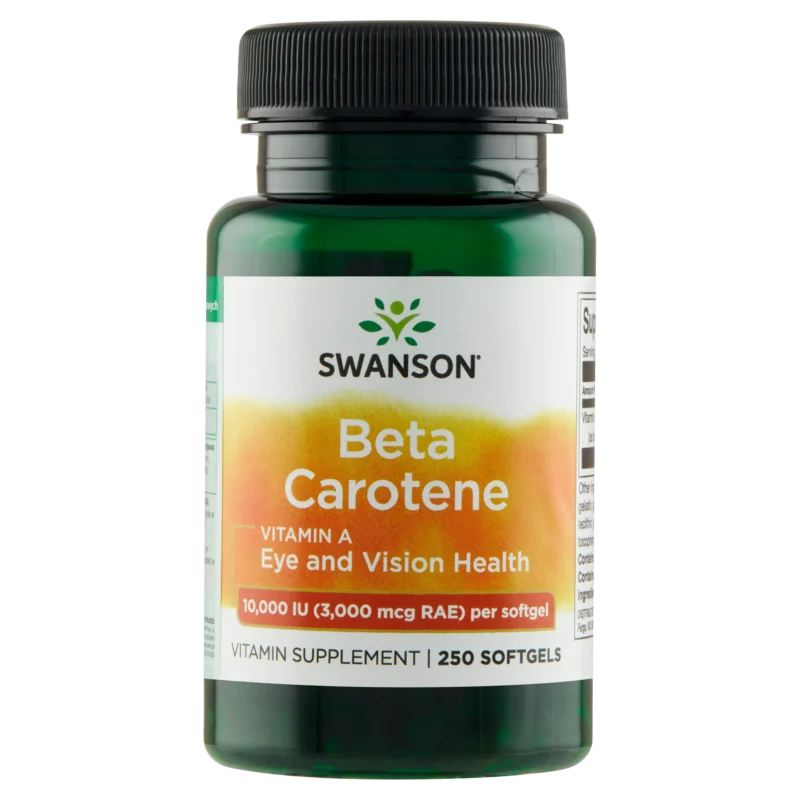 Swanson Beta-Carotin 10.000 I.E. 250 Weichkapseln – Vitamin A Nahrungsergänzung für Augen