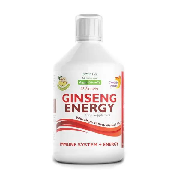Swedish Nutra Ginseng Energy Flüssigkeit 500 ml mit Ginseng und Vitaminen