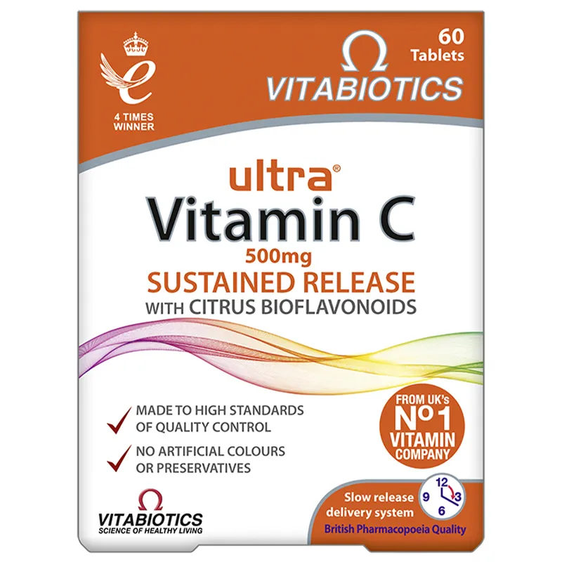 Vitabiotics Ultra Vitamin C 500 mg Tabletten mit Bioflavonoiden – Nahrungsergänzung für Immunsystem
