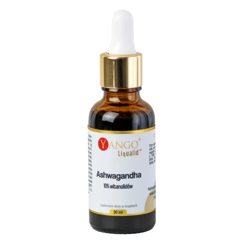 Yango Ashwagandha Tropfen 10% Withanolide 30 ml flüssiges Nahrungsergänzungsmittel mit Vitamin C gegen Stress