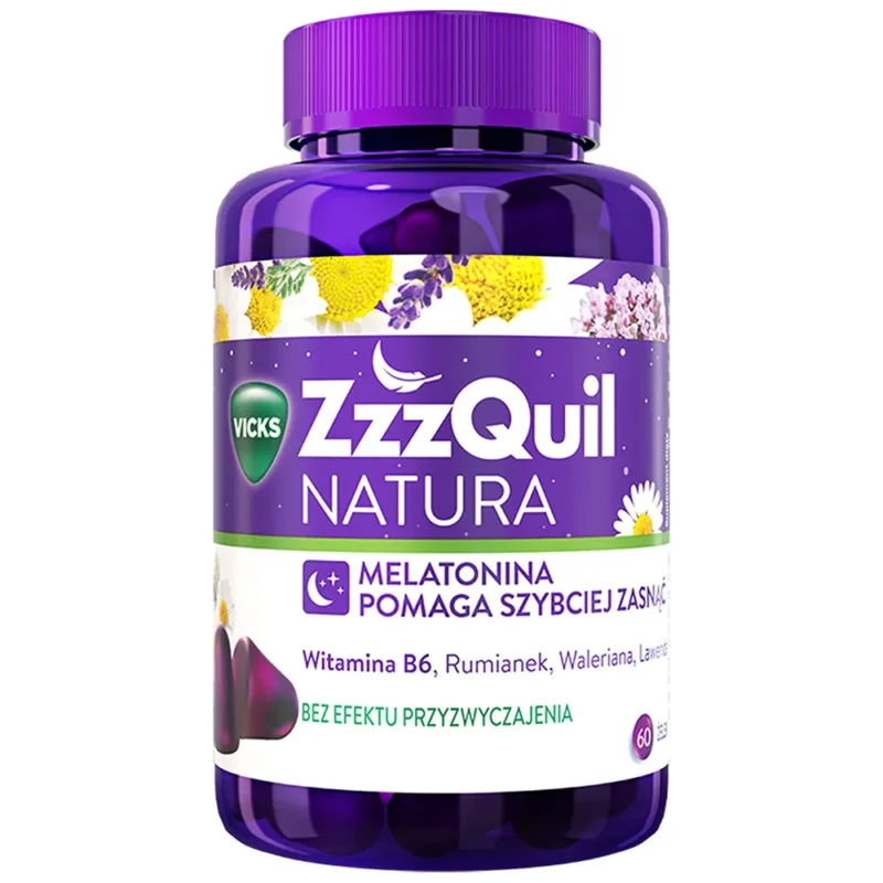 ZzzQuil Natura Melatonin Gummis für besseren Schlaf mit Baldrian, Kamille und Lavendel