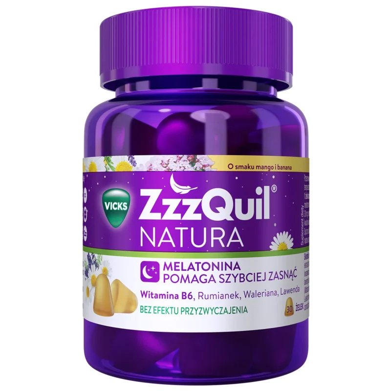 ZzzQuil Natura Melatonin Gummis Mango-Banane 30 Stück für besseren Schlaf mit pflanzlichen Extrakten