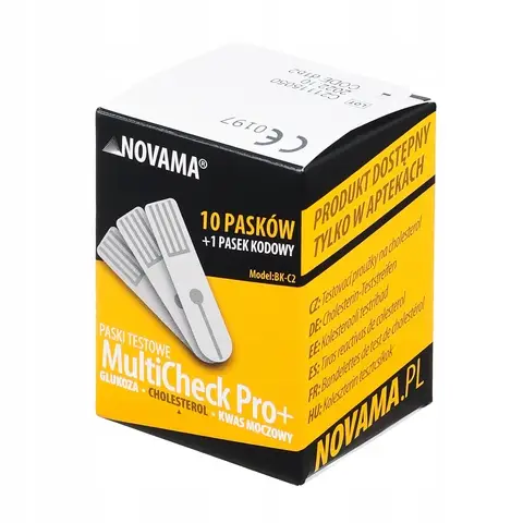 NOVAMA MultiCheck Pro+ Cholesterin-Teststreifen 10 Stück zur Messung des Gesamtcholesterins