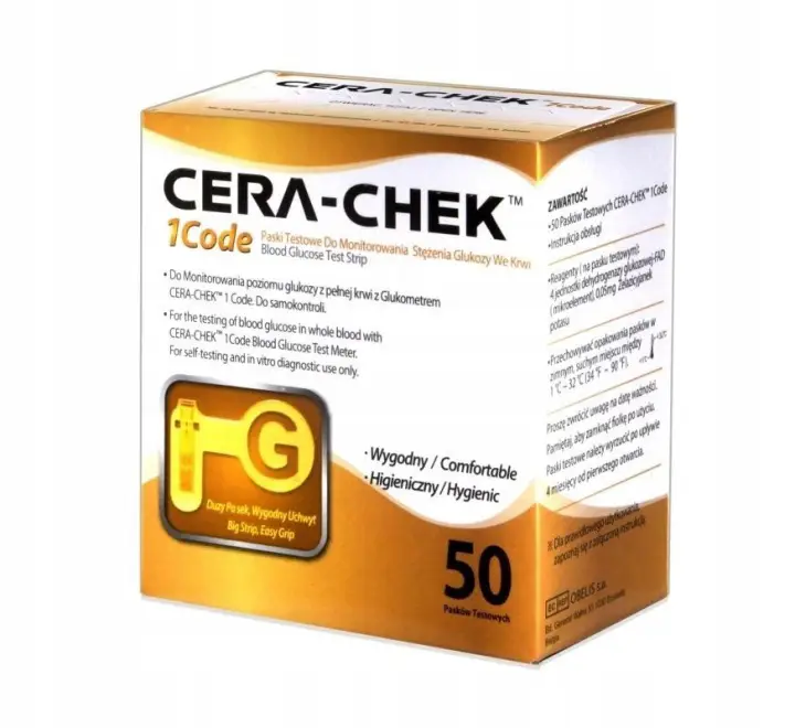 CERA-CHEK 1Code Blutzucker-Teststreifen 50 Stück für die präzise Glukosemessung
