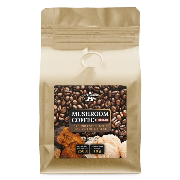 Apollo's Hegemony Mushroom Coffee Schokolade mit Lion’s Mane und Chaga für Konzentration und Energie