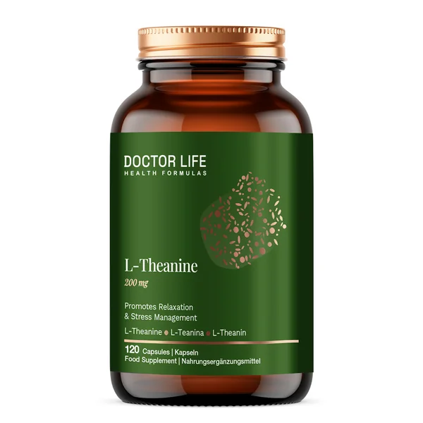 Doctor Life L-Theanin 200 mg Kapseln zur Unterstützung von Konzentration, Entspannung und mentalem Wohlbefinden