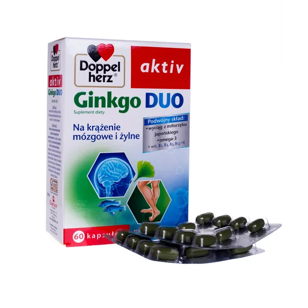 Doppelherz Aktiv Ginkgo Duo Kapseln mit Ginkgo biloba, Omega 3 und B-Vitaminen für Gedächtnis und Konzentration