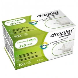 Droplet Pen-Nadeln 32G 0,23 mm x 4 mm 100 Stück sterile Insulinnadeln für Insulinpens