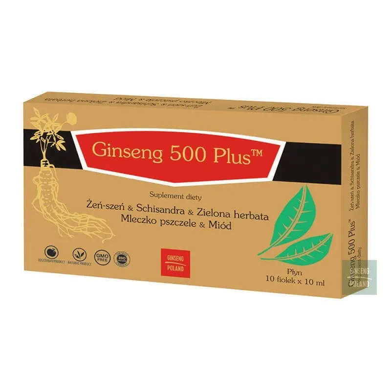 Ginseng 500 Plus Ampullen 10x10 ml mit Ginseng, Grüntee und Schisandra für Energie